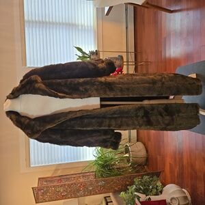 VTG Olympia Faux Fur Plush Full Length Maxi Glam Mob Wife Coat USA Womens 1X